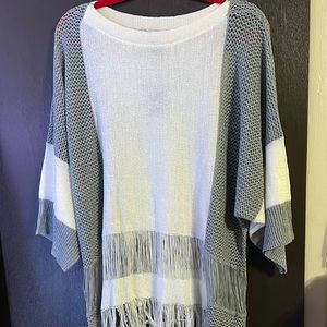 ‘AS’ Fringe & Crochet Poncho Tunic (Plus)